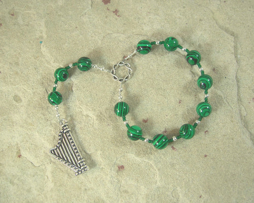 Bragi Pocket Prayer Beads in Reconstituted Malachite: Norse God of Poetry and Inspiration