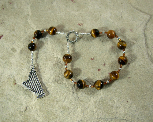 Bragi Pocket Prayer Beads in Tiger Eye: Norse God of Poetry and Inspiration - Hearthfire Handworks 