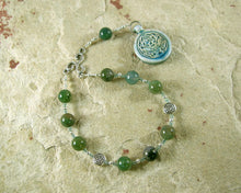 Cernunnos (Kernunnos) Pocket Prayer Beads in Moss Agate: Gaulish Celtic God of Nature and Beasts - Hearthfire Handworks 