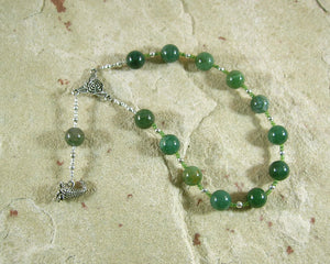 Demeter Pocket Prayer Beads in Moss Agate: Greek Goddess of Grain, the Harvest, the Seasons - Hearthfire Handworks 