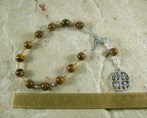 Demeter Pocket Prayer Beads in Tiger Eye: Greek Goddess of Grain, the Harvest, the Seasons - Hearthfire Handworks 