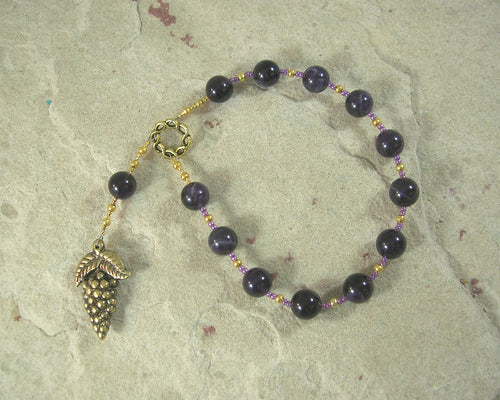 Dionysos (Dionysus, Bacchus) Pocket Prayer Beads in Amethyst: Greek God of Wine, Theater, Ecstasy