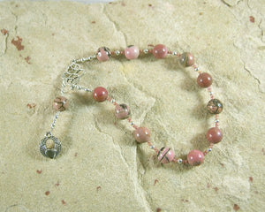 Eros Pocket Prayer Beads in Rhodonite: Greek God of Love, Lust, and Passion - Hearthfire Handworks 