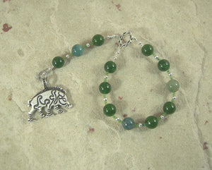 Frey Pocket Prayer Beads in Moss Agate: Norse God of Fertility, Passion, Abundance, Prosperity and Peace.