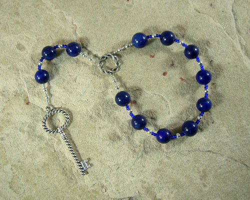 Frigga  Pocket Prayer Beads in Lapis Lazuli: Norse Goddess of Wisdom, Weaving, Good Management - Hearthfire Handworks 