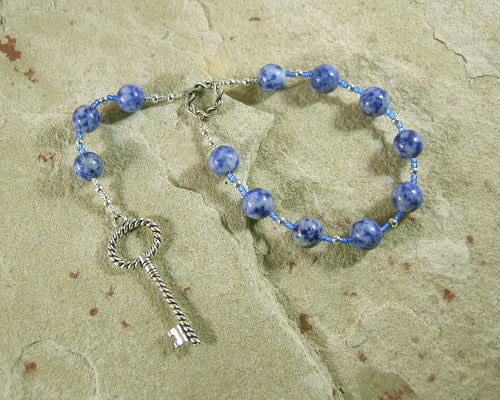 Frigga  Pocket Prayer Beads in Blue Agate: Norse Goddess of Wisdom, Weaving, Good Management - Hearthfire Handworks 