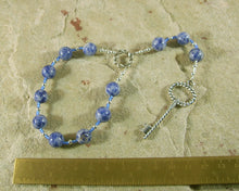 Frigga  Pocket Prayer Beads in Blue Agate: Norse Goddess of Wisdom, Weaving, Good Management - Hearthfire Handworks 