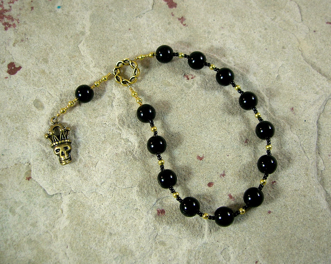 Hades Pocket Prayer Beads in Black Onyx: Greek God of Death and the Afterlife - Hearthfire Handworks 