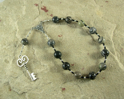 Hekate (Hecate) Pocket Prayer Beads in Picasso Jasper: Greek Goddess of Magic and Witchcraft - Hearthfire Handworks 