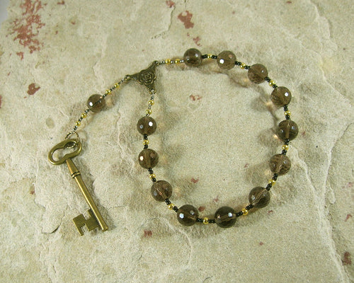Hekate (Hecate) Pocket Prayer Beads in Smoky Quartz: Greek Goddess of Magic and Witchcraft - Hearthfire Handworks 