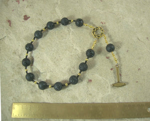 Hephaistos (Hephaestus) Pocket Prayer Beads in Black Lava Stone: Greek God of Artisans and the Forge