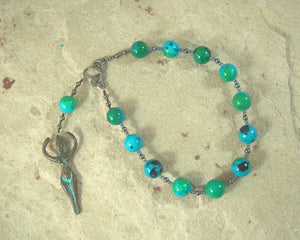 Goddess Pocket Prayer Beads with Nile Goddess Pendant in Chrysocolla