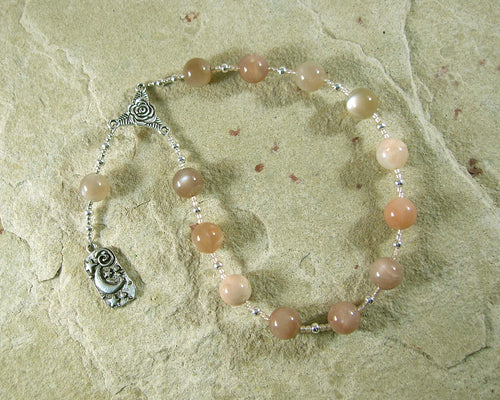 Nyx Pocket Prayer Beads in Moonstone: Greek Goddess of the Night - Hearthfire Handworks 
