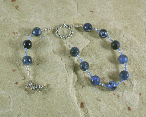 Odin (Woden) Pocket Prayer Beads in Sodalite: Norse God of Battle, Magic, Runes, Wisdom - Hearthfire Handworks 