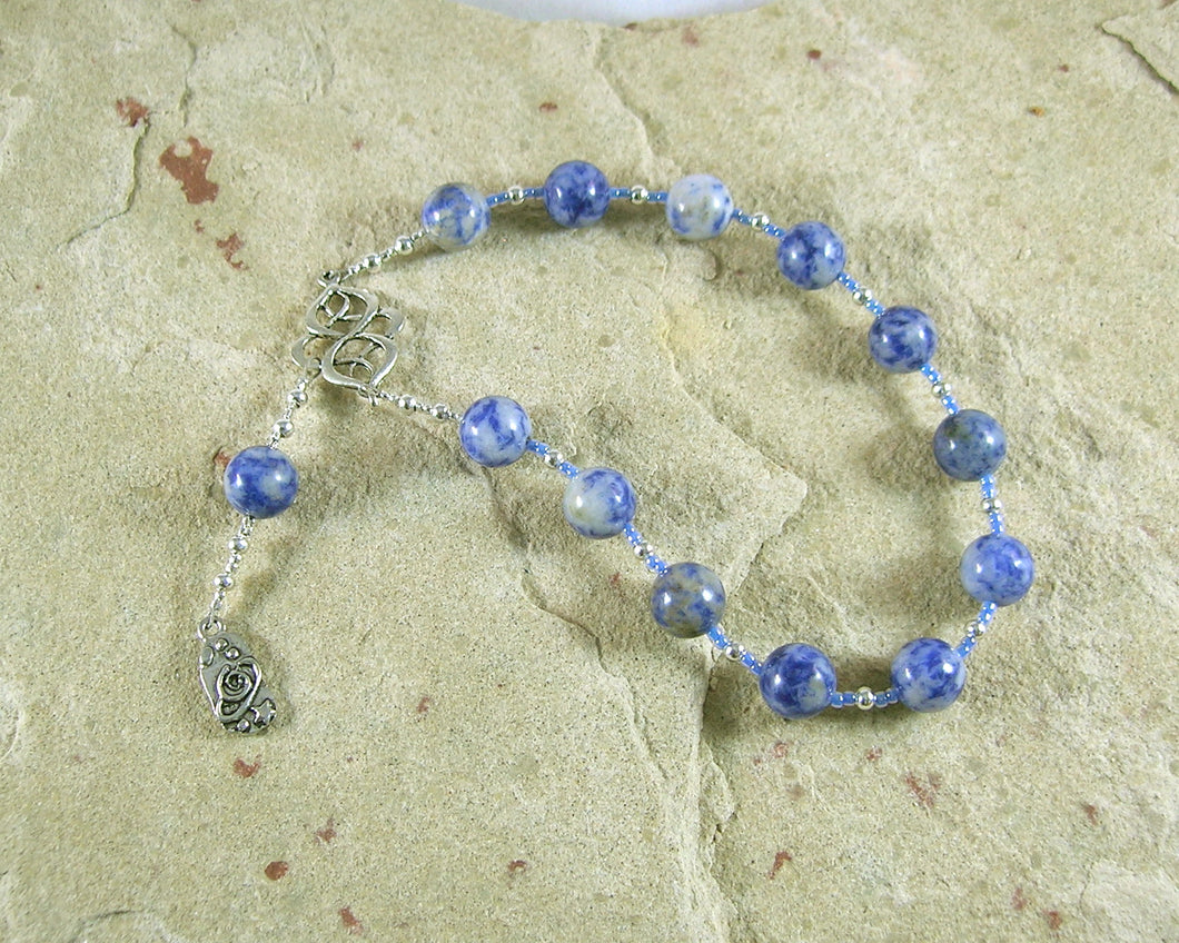 Ouranos (Uranus) Pocket Prayer Beads in Blue Agate: Ancient Greek God of the Sky - Hearthfire Handworks 
