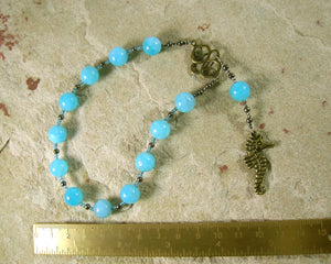Poseidon Pocket Prayer Beads in Aquamarine: Greek God of the Sea - Hearthfire Handworks 