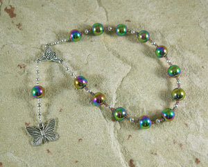 Psyche Pocket Prayer Beads in Rainbow Hemalyke: Greek Goddess of the Soul, Bride of Eros - Hearthfire Handworks 