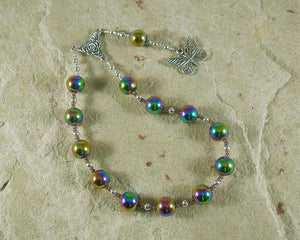 Psyche Pocket Prayer Beads in Rainbow Hemalyke: Greek Goddess of the Soul, Bride of Eros - Hearthfire Handworks 