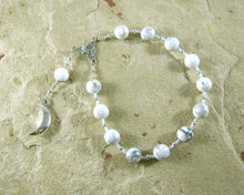 Selene Pocket Prayer Beads in Howlite: Greek Goddess of the Moon - Hearthfire Handworks 