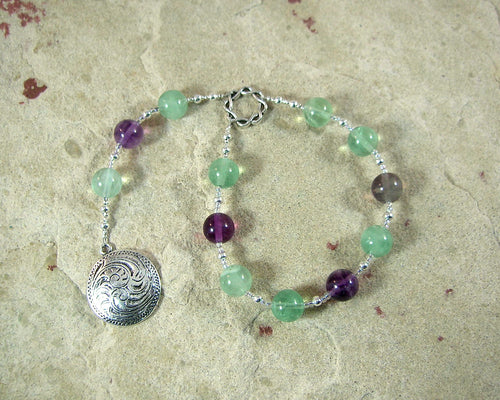 Sigyn Pocket Prayer Beads in Rainbow Fluorite: Norse Goddess of Devotion and Love, Bride of Loki - Hearthfire Handworks 