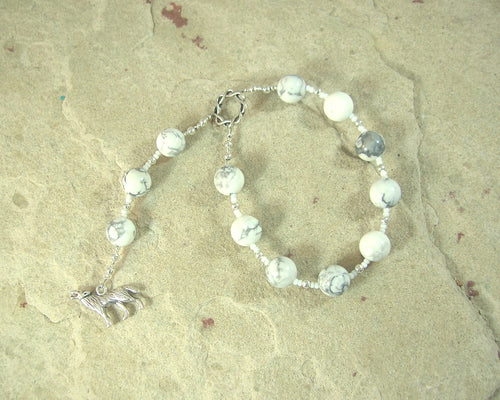 Skadhi (Skadi) Pocket Prayer Beads in White Howlite: Norse Goddess of Winter and the Wild