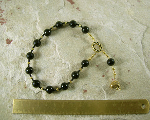 Thanatos Pocket Prayer Beads in Black Obsidian: Greek God of Death - Hearthfire Handworks 