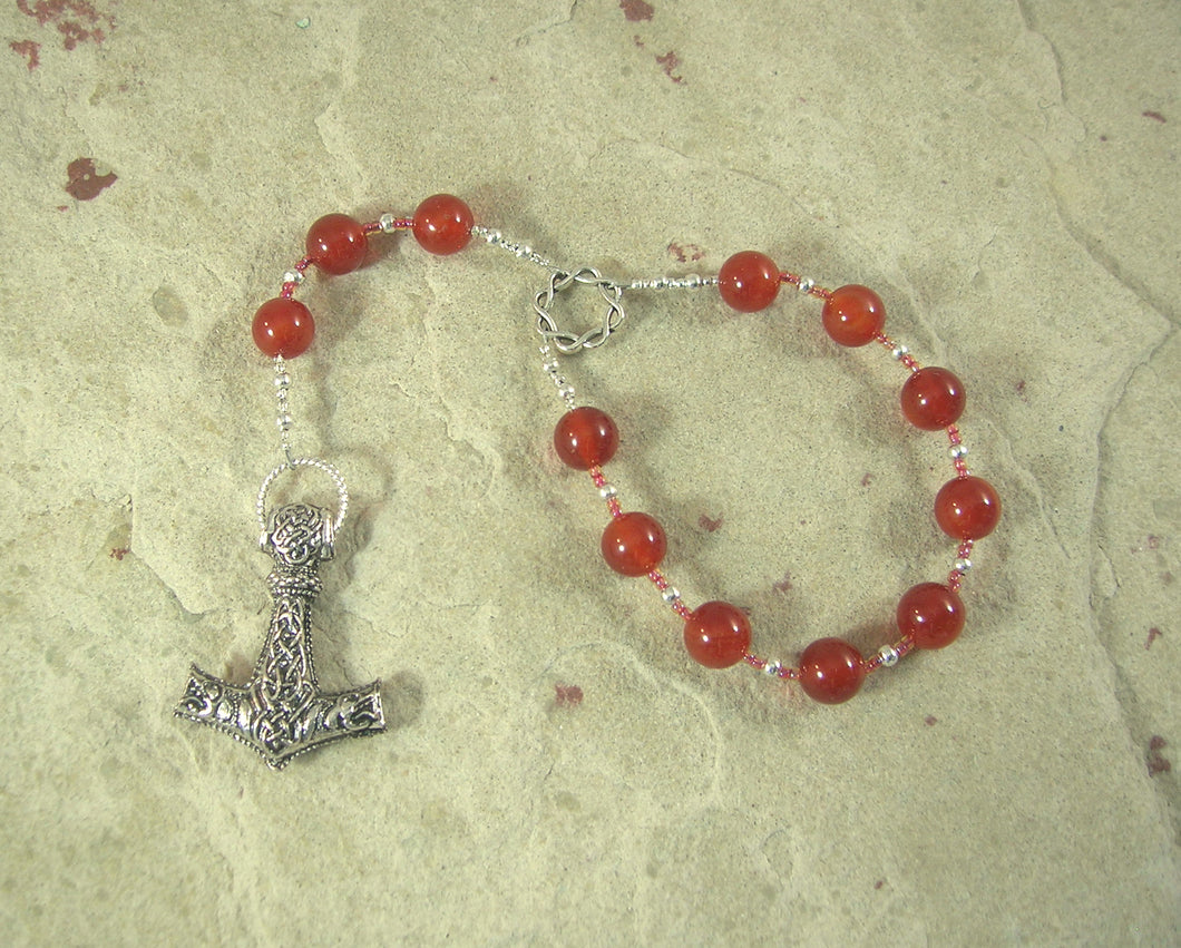 Thor Pocket Prayer Beads in Carnelian: Norse God of Thunder, Protector of Humanity