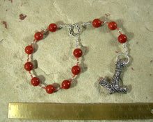 Thor Pocket Prayer Beads in Red Jasper: Norse God of Thunder, Protector of Humanity - Hearthfire Handworks 