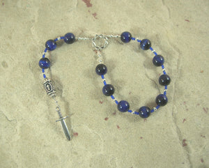 Tyr (Tiwaz) Pocket Prayer Beads in Blue Tiger Eye: Norse God of Justice, Law and War