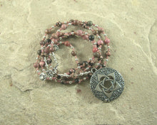 Pentacle Meditation Bead Necklace in Rhodonite - Hearthfire Handworks 