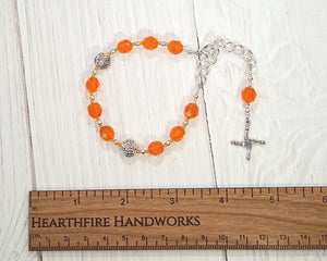 Brigid Prayer Bead Bracelet in Orange:  Irish Celtic Goddess of Poetry, Crafts,